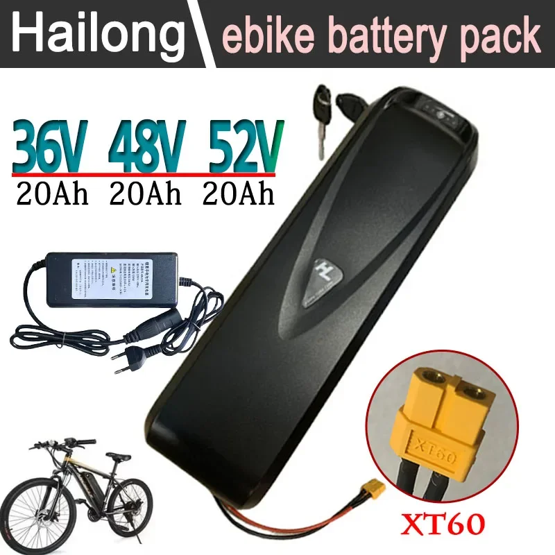 Electric Bicycle Hailong Battery 36V 48V 52V USB 18650 BBS02 BBS03 BBSHD 20Ah  500W 750W 1000W 1500W Scooter Battery