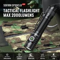 Sofirn SP31 V3 18650 Tactical Flashlight 2000lm Rechargeable Torch Throw 269M USB C IP68 EDC Tail Switch