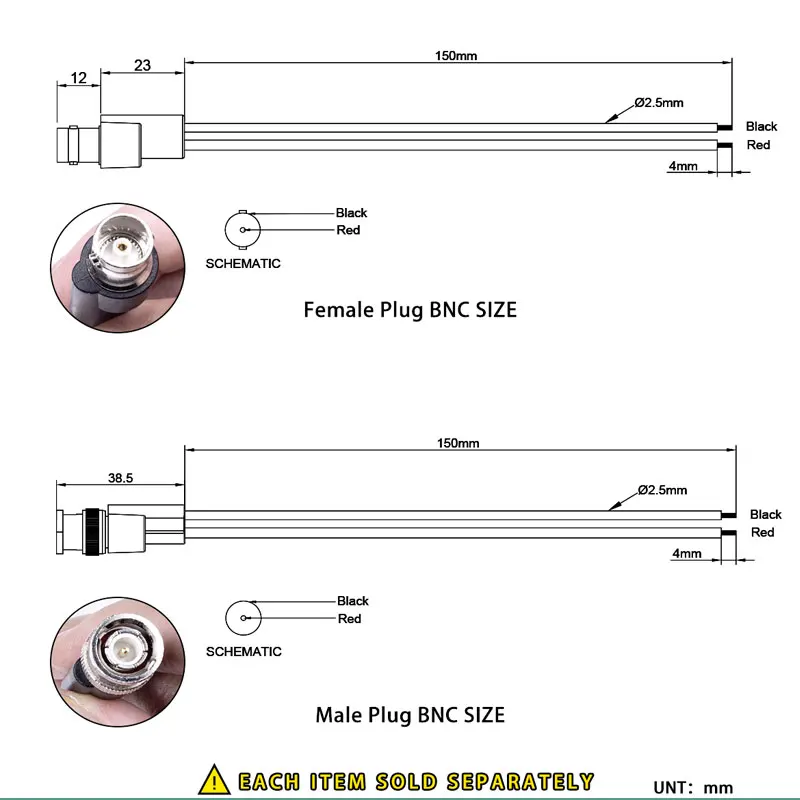 Messleitungssatz für BNC-Stecker oder BNC-Buchse, Oszilloskopsonde, Krokodilklemme, Mini-Testclip, Kabel zum Kabel, flacher Ohrstecker – Detail 3