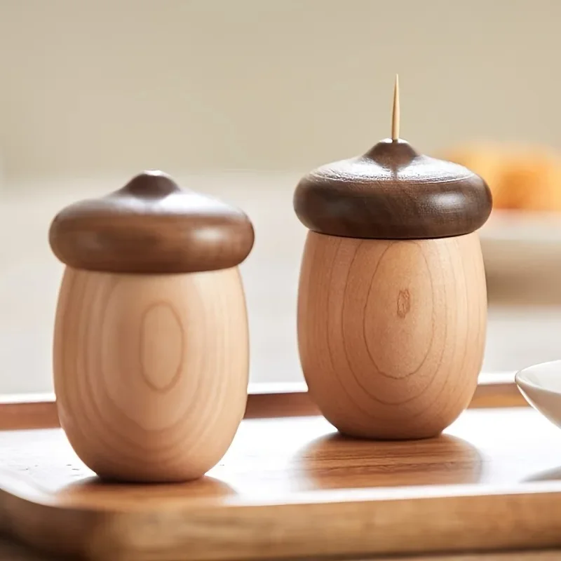 Solid Wood Toothpick Holder Cute Marshroom Shape Toothpick Holder Black Walnut Of Storage Box Cute Toothpick Holder Dispenser