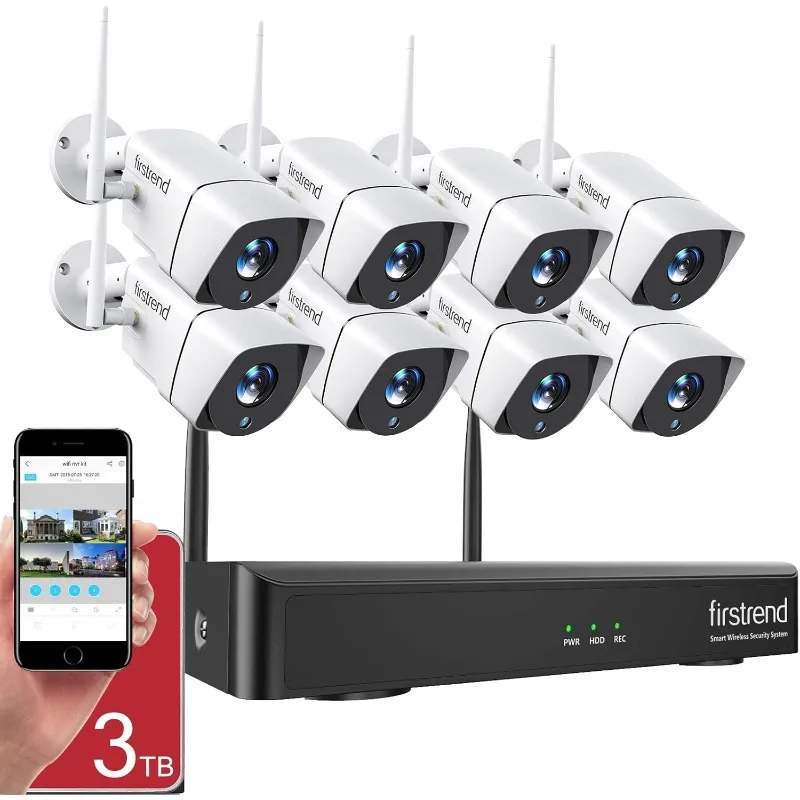 1080P Wireless Security Camera System,8CHWireless NVR System, P2P Wireless SecuritySystem for Indoor and Outdoor Use