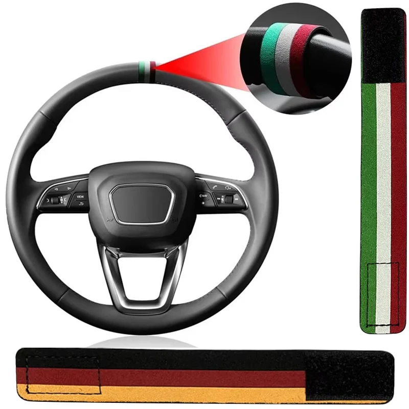 Universal Model Steering Wheel Return Label, Suede Leather Wheel Sticker, National Flag Styling Strip, Centerline Marking