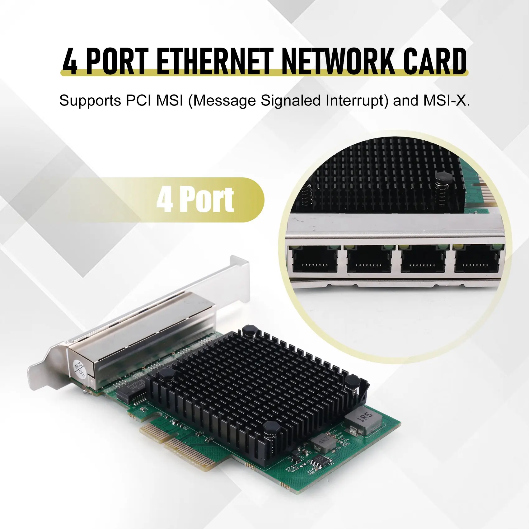 AC52-PCIE X4 2.5G Gigabit Network Card RTL8125B 4 Port Ethernet Network Card Desktop Server Network Card