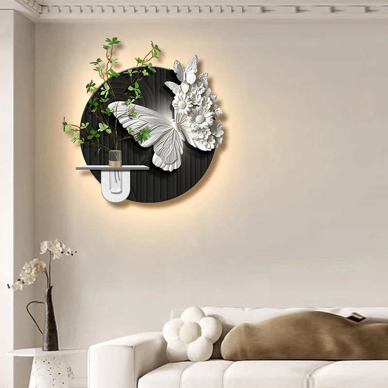 LED decorative painting abstract art butterfly hydroponic plant sandstone painting modern simple restaurant