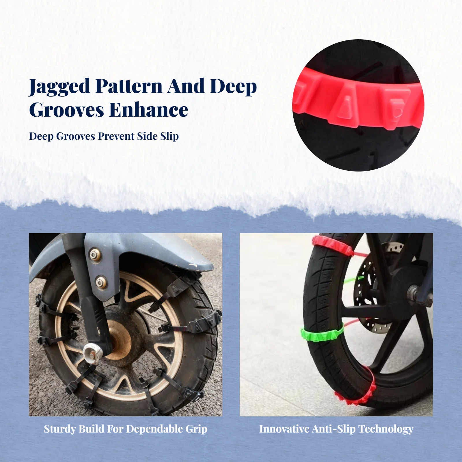 Electric Scooter Tire Chain, Durable, Anti-Slip, Secure Fit