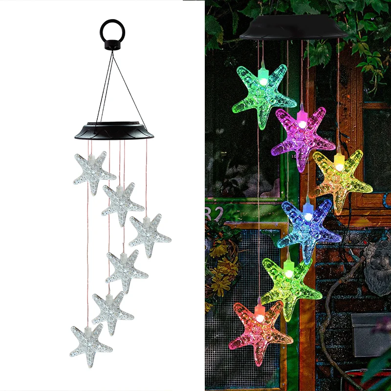 

Aulaygo Color Changing Wind Chimes Gift Outside Sun Catcher Garden Backyard Patio Large Panel Solar Costo Starfish Wind Chimes