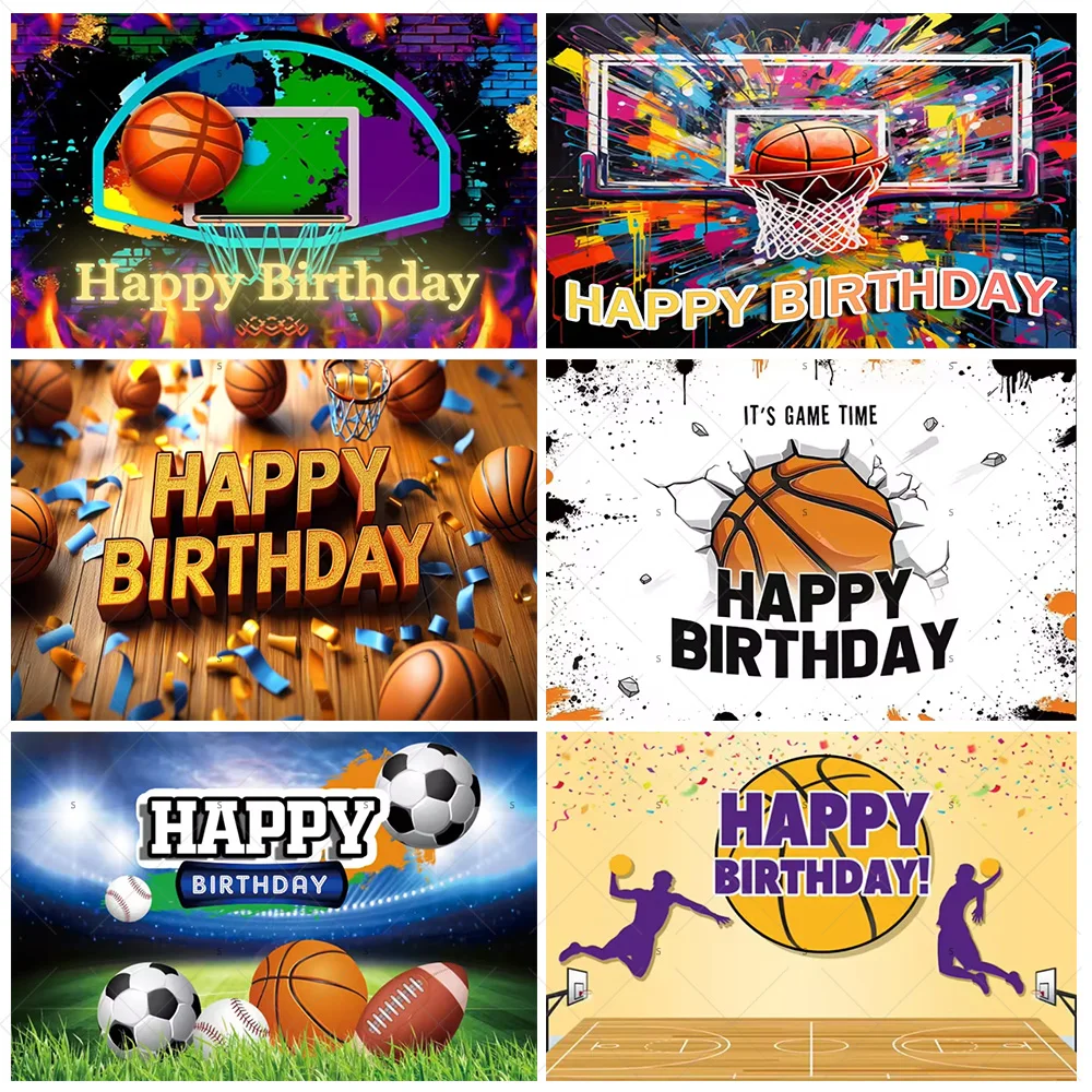 

Basketball Theme Boy Birthday Party Decor Background Basketball Court Photography Backdrop Banner Baby Shower Supplies Kid Gifts