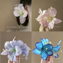 Lily Flower Grasp Clip New Chinese Style Fashion Hairpin Flower Headwear Round Hair Commuter Side Hairclip Hair Accessories 머리핀