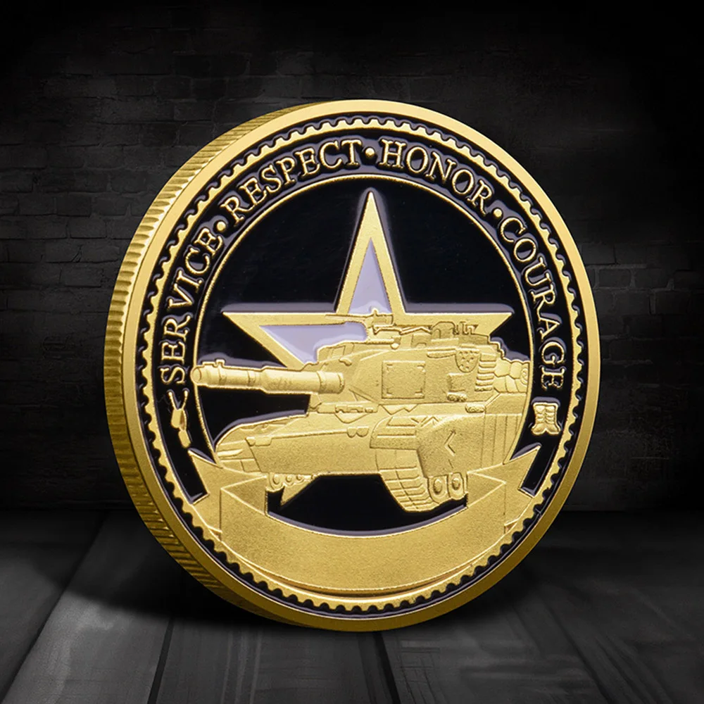 1Pc Solder's Prayer Tank Commemorative Coin Service Respect Honor Courage Military Challenge Coin Army Souvenir Gift for Veteran