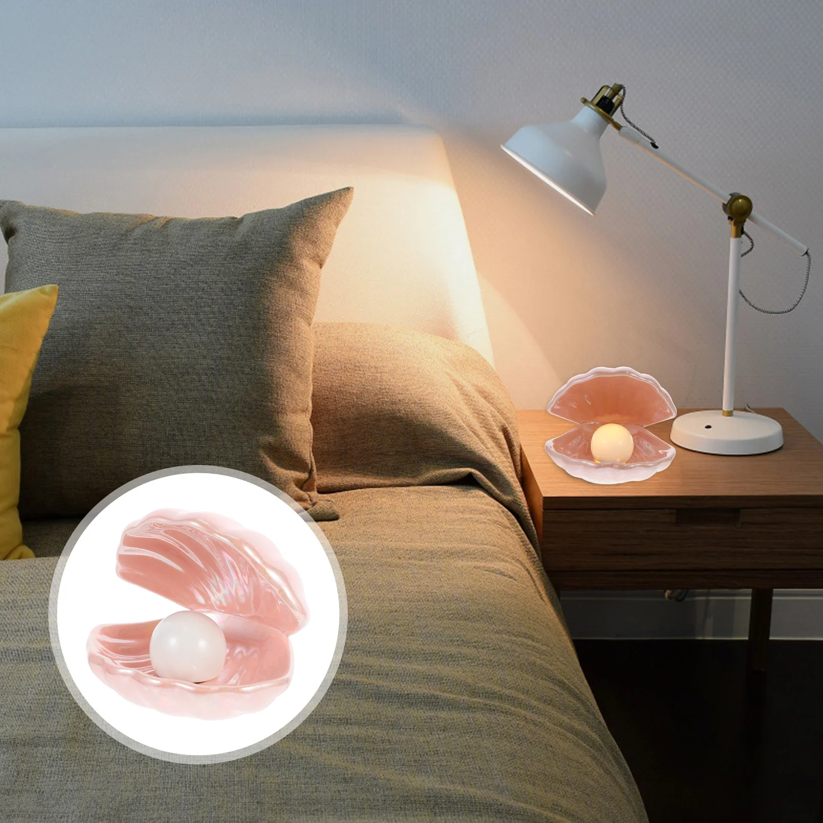 

Ceramic Shell Shaped Night Light Pink Bedside Lamp For Bedroom Home Decor European Style Durable Table Ornament Gift Idea For