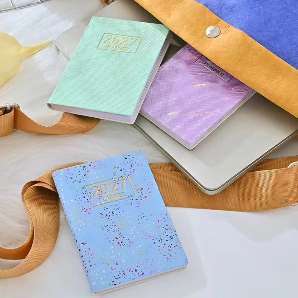 Efficient Leather Cover 2027 Agenda Book Schedule Compact A7 Schedule Notebook 64 Sheets Glitter Pocket Planner School