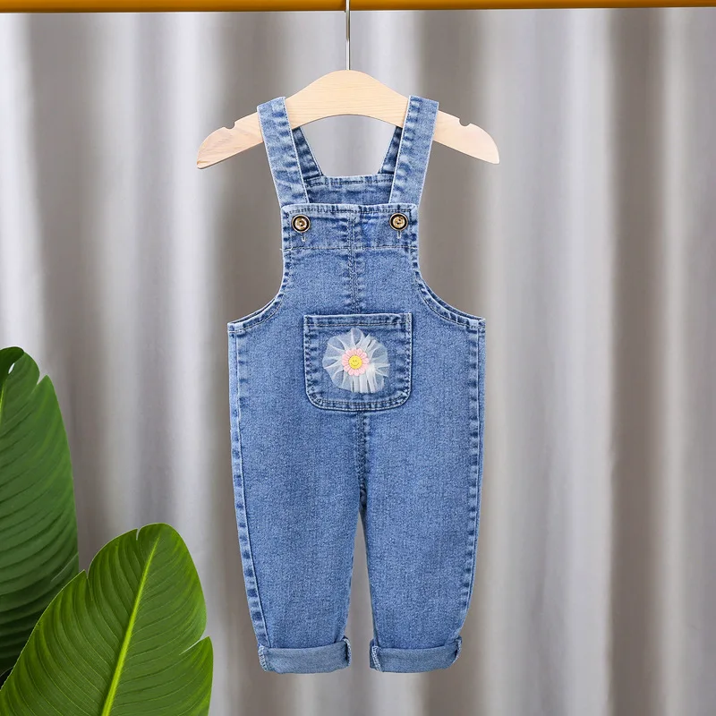 2023 fashion spring autumn kids jumpsuit Boys girls cartoon denim bib pants children trousers FashionToddler Casual 0-5Y