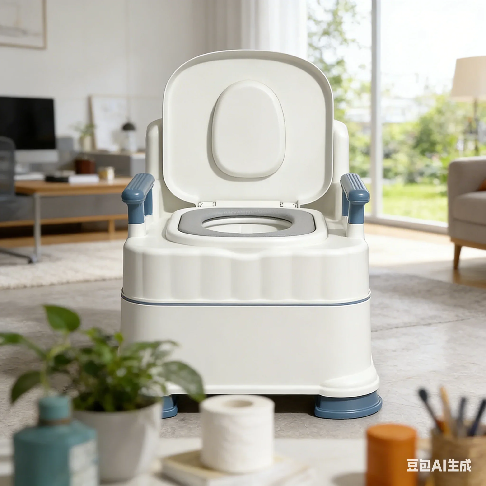 AOLIVIYA Chaise de toilette mobile pour personnes âgées avec toilettes domestiques pour adultes, femmes enceintes, pot de toilette d'intérieur, soins médicaux à domicile, minimaliste B