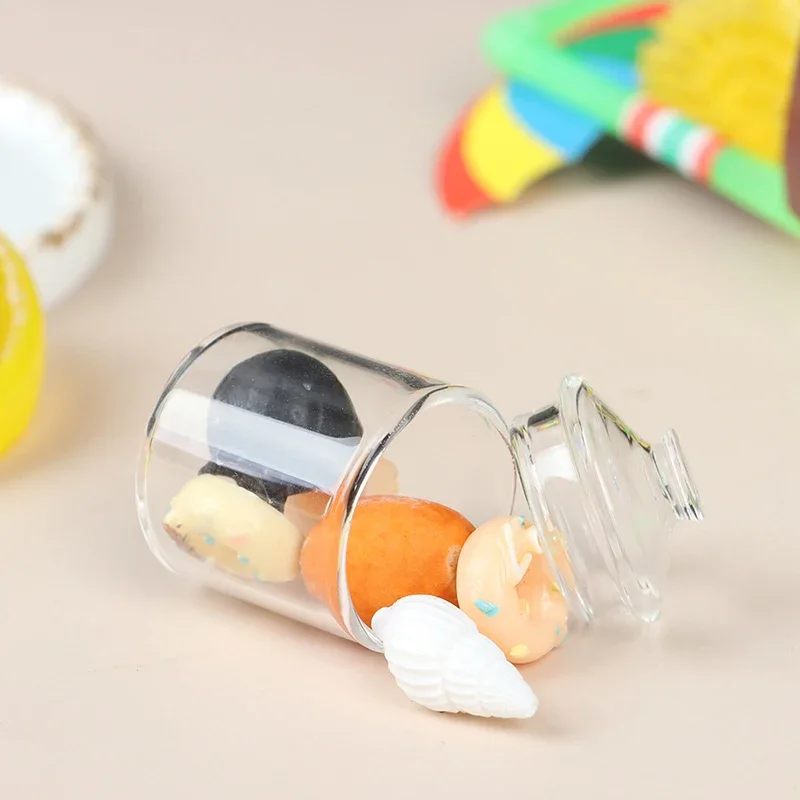High borosilicate mini glass candy jar food play doll house accessories