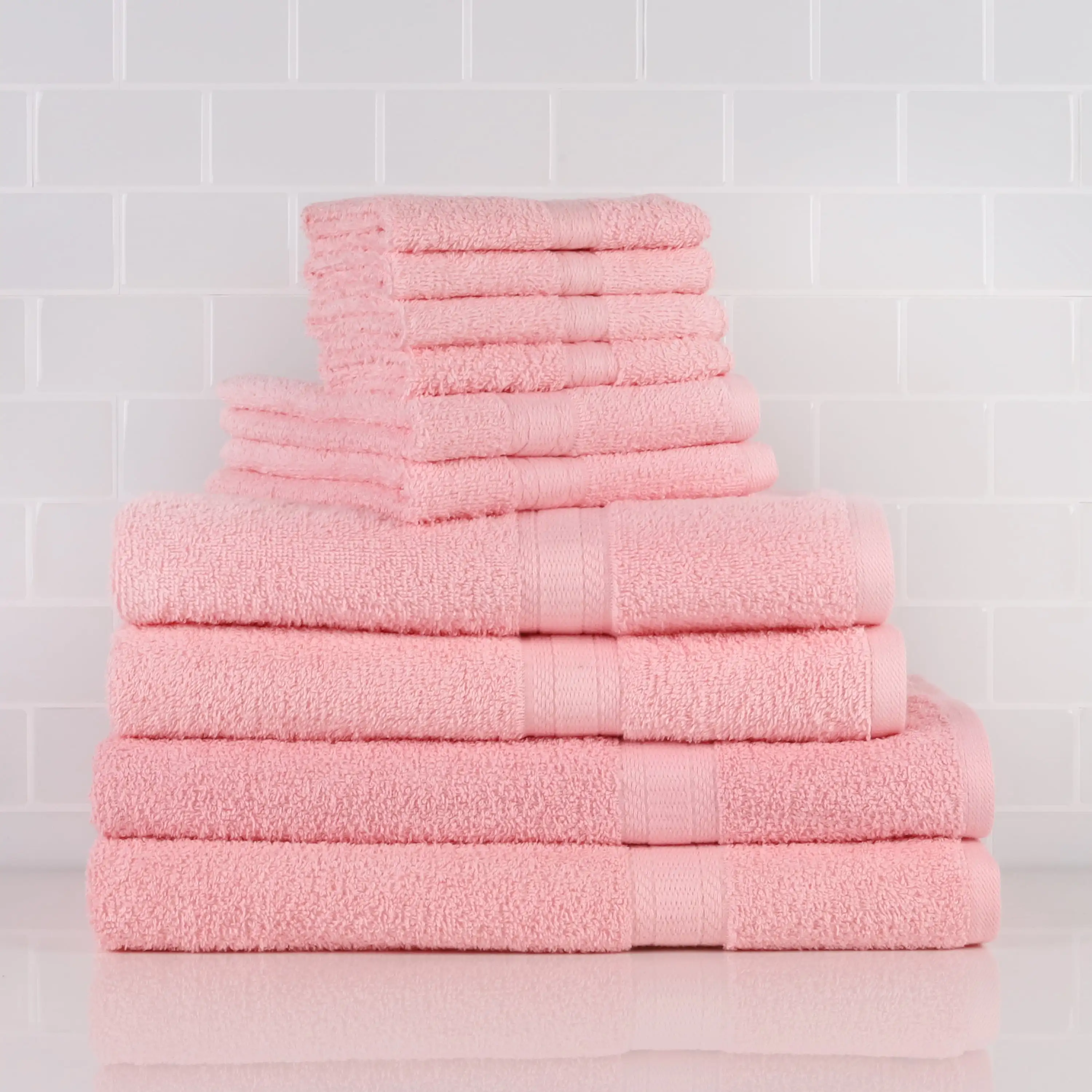 

Solid 10-Piece Bath Towel Set, Daylily Pink