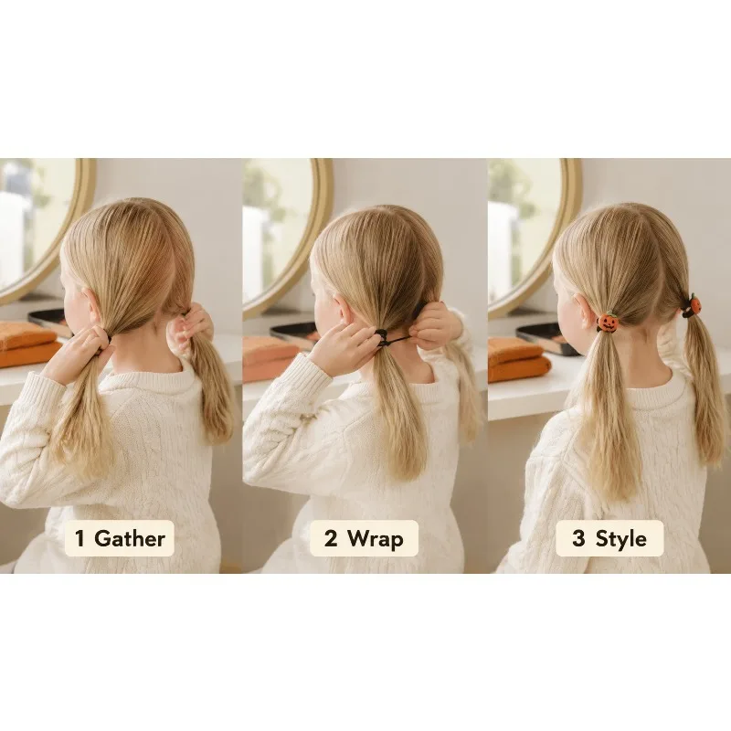 Halloween Pumpkin Ghost Hair Ties Elastic Non Slip Ponytail Holders for Girls Cosplay Party Costume Hair Accessories