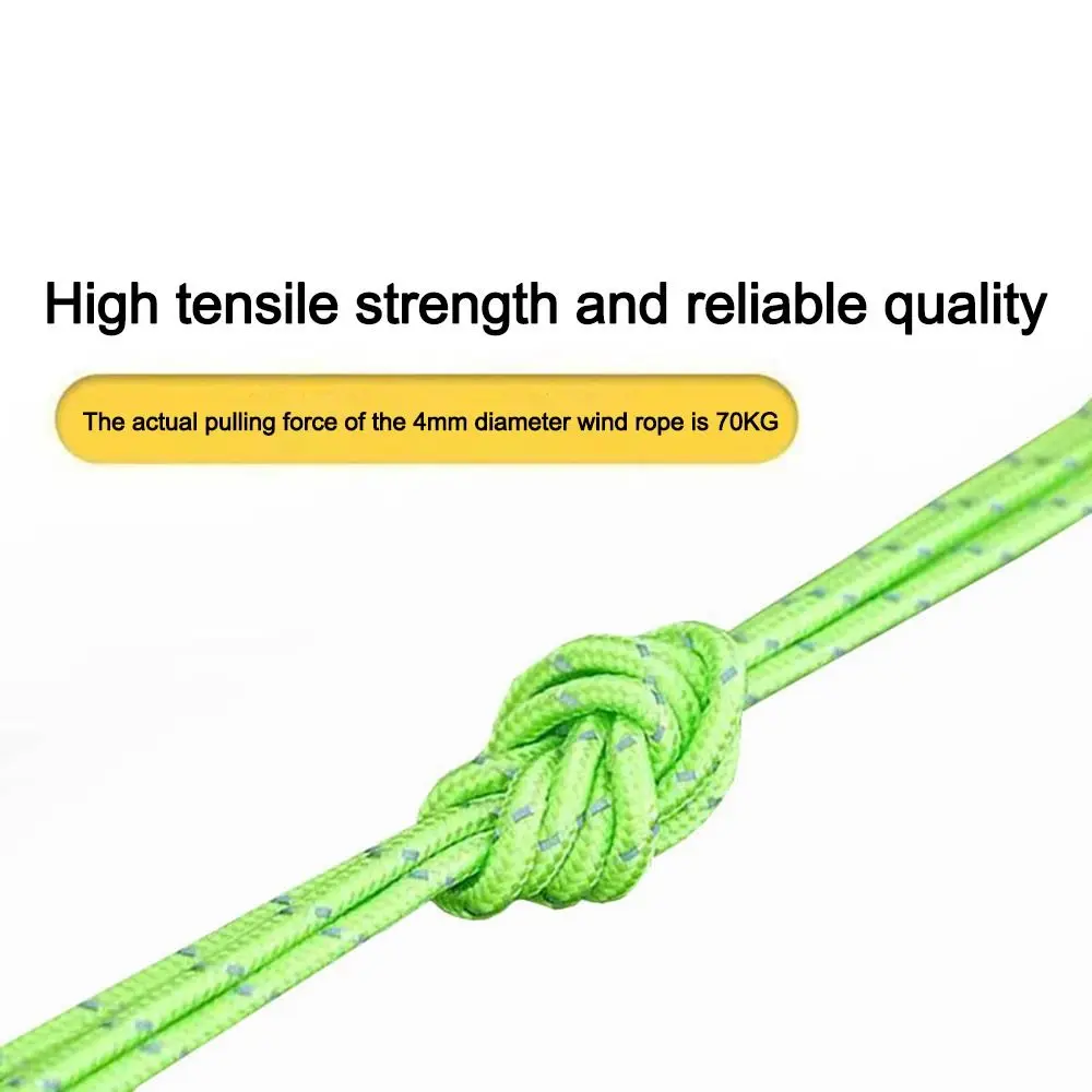 Durable 4m Tent Ropes Reflective with Buckles Tie Down Fastener Windproof Ropes Camping Accessories