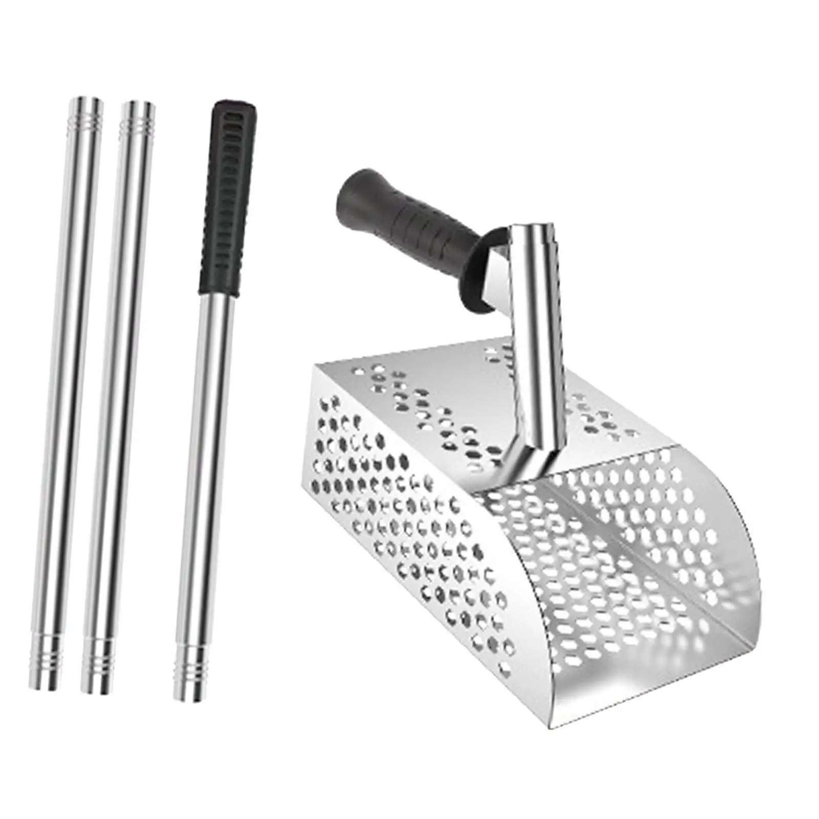 Sand Shovels Shell Collecting Tool Practical Lightweight Sturdy Handheld Square Head with Handle Dipper Beach Mesh Shovels