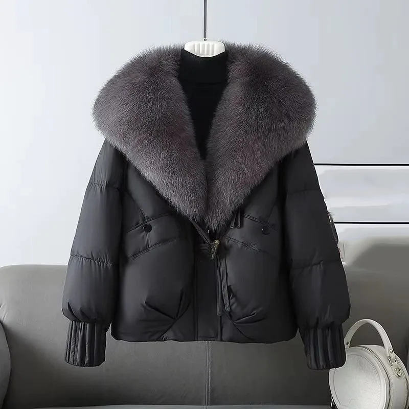 

Winter Jacket 2025 Down Cotton Clothes Women's Short Loose Korean Big Fur Cllar Parkas Outwear Female Thicken Warm Puffer Coat