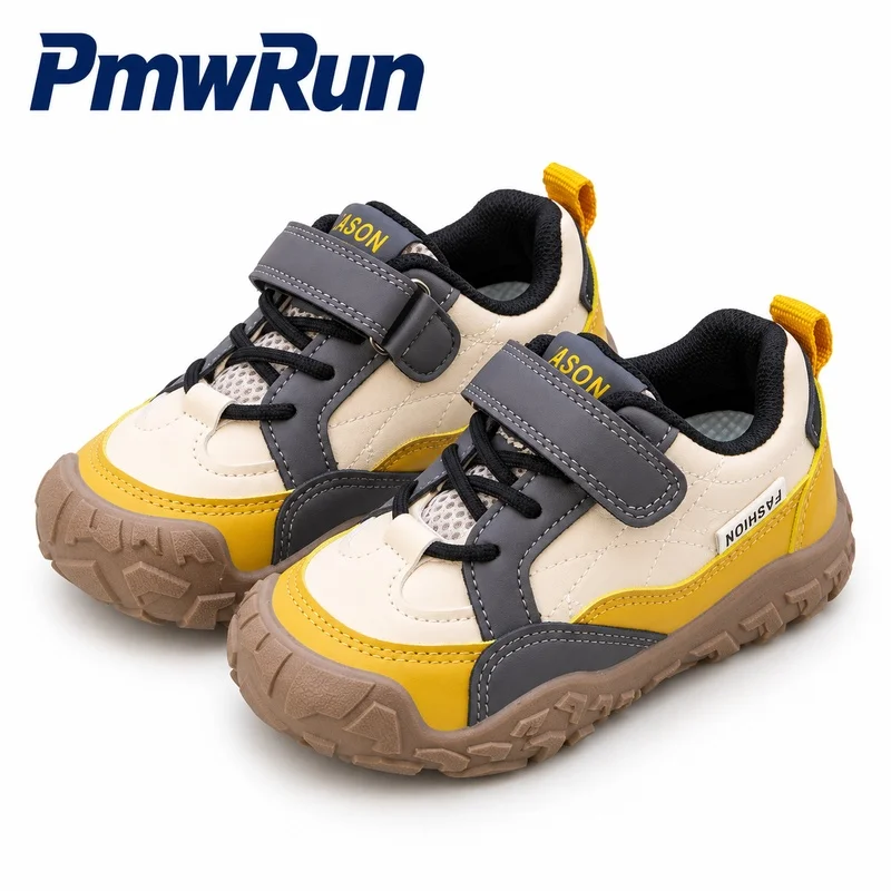 PU Leather Sport Shoes For Children Trend Fashion Outdoor Kid's Sneakers Anti-slippery Waterproof Running Footwear Boys Girls