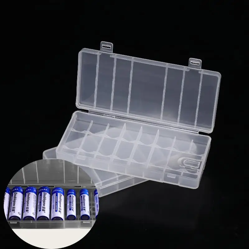 8-Slot Clear Battery Case, Stackable Holder for AA/AAA Batteries, 1/3/5-Pack, Transparent & Durable