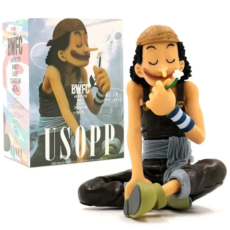 One Piece Anime Usopp Smell Flowers Sitting Posture Action Figure Model Dolls Collection Children's Gift Desktop Decoration