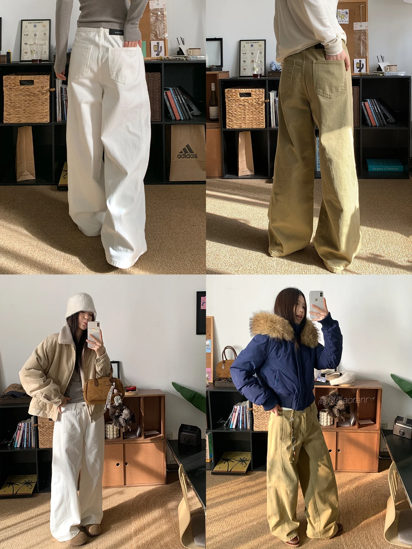 

Американские ретро-джинсы с широкими штанинами, женские, белые, с высокой талией, свободные, прямые, повседневные, рабочие, длинные брюки, хлопок, на молнии