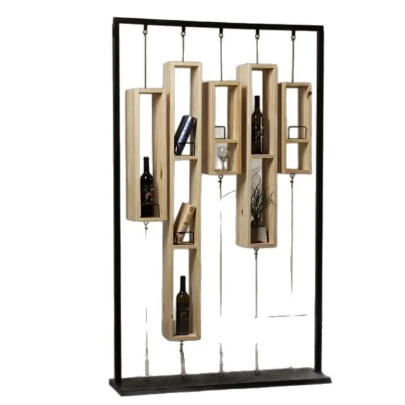 Designer creative log suspension bookshelf, partition old ornaments display