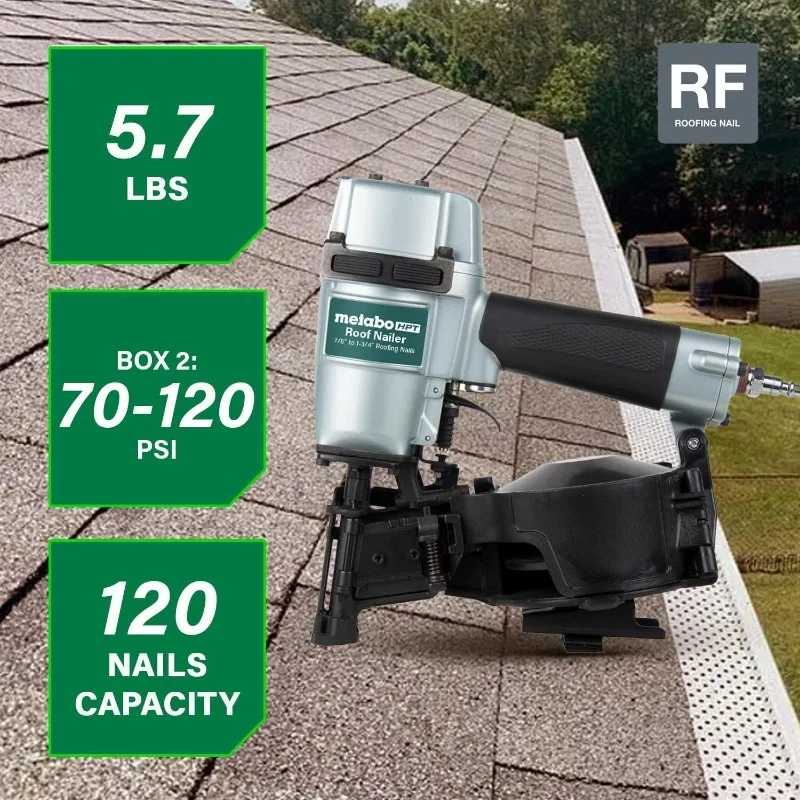 Roofing Nailer, Pro-preferred Pneumatic Power Nailers, Ideal For Asphalt Roofing Shingles, 16 Degree 7/8″ To 1-3/4″