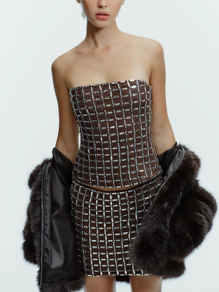 Inverno 2025 novo feminino me tubo superior saia étnica traje de palco olho-cante faionable na moda nova chegada