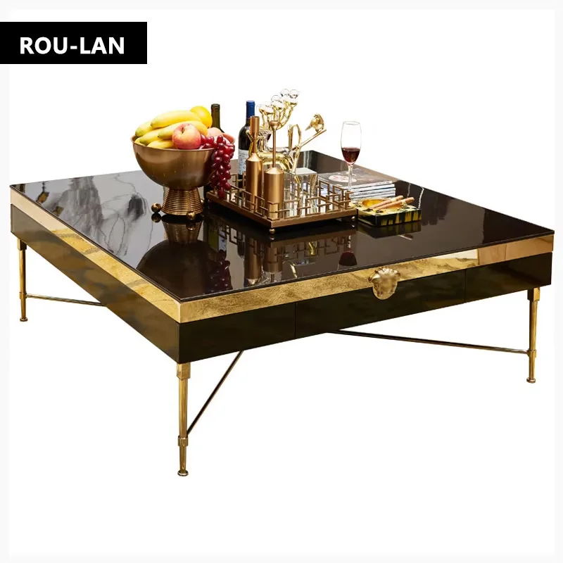 Modern Morocco New Classical Postmodern Square Stainless Steel Coffee Table Tea Table for Living Room