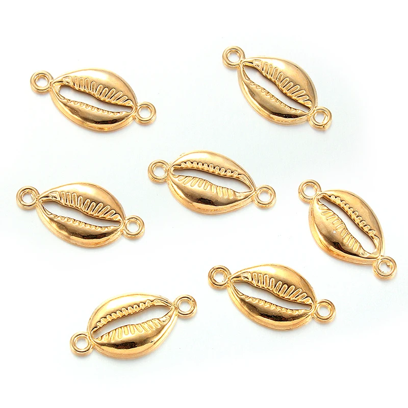 50 Uds. De conectores de concha de cauri de Color dorado bohemio, dijes, cuentas espaciadoras, fabricación de joyería hecha a mano DIY