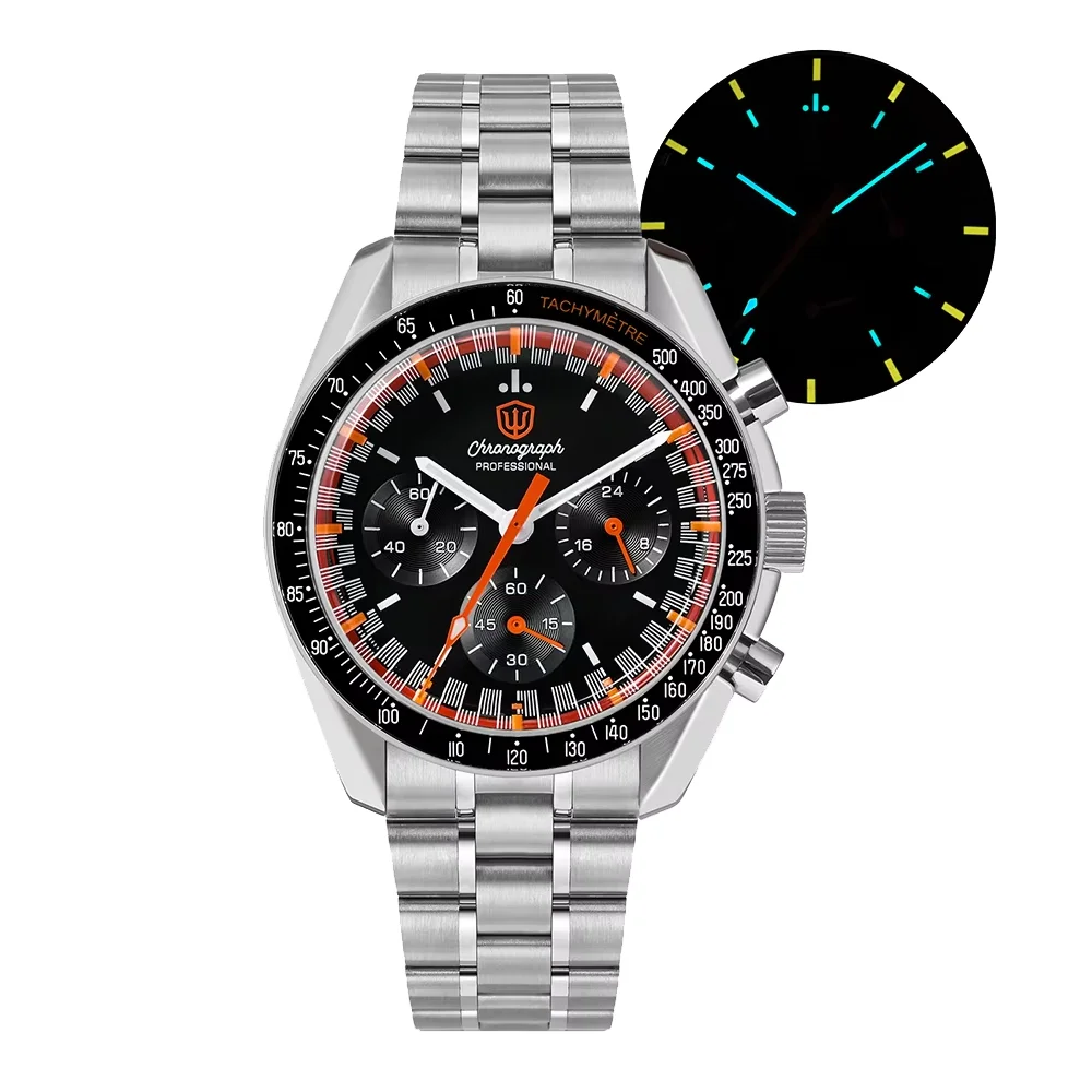 Watchdives New Wd1863 Quartz Men Watch VK63 Chronograph Bubble Sapphire Waterproof 39Mm Steel Top Brand Luxury Business Watch image 3