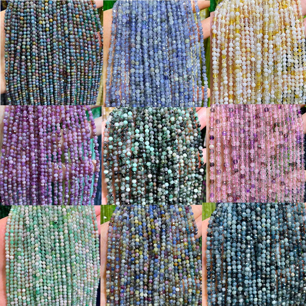 Natural Gemstone Faceted Multi Colour for Jewelry 3mm Loose Beads Seed Beads Natural Stone Beads for Jewelry Making