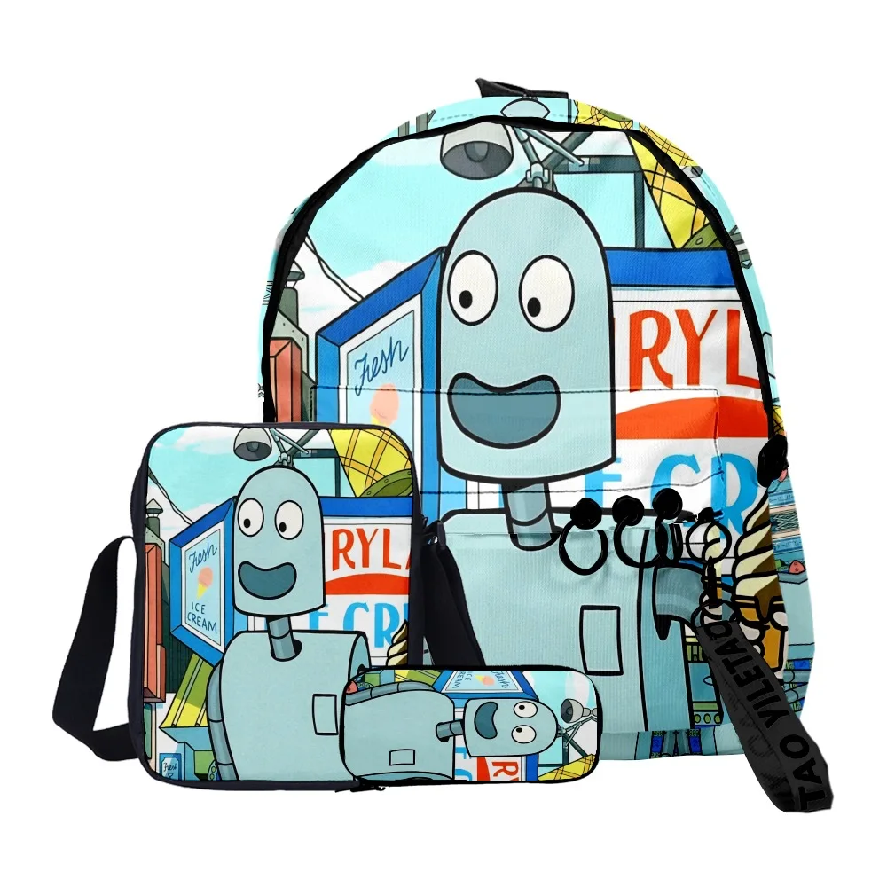 Classic Popular Funny Robot Dreams 3D Print 3pcs/Set pupil School Bags Laptop Daypack Backpack Inclined shoulder bag Pencil Case
