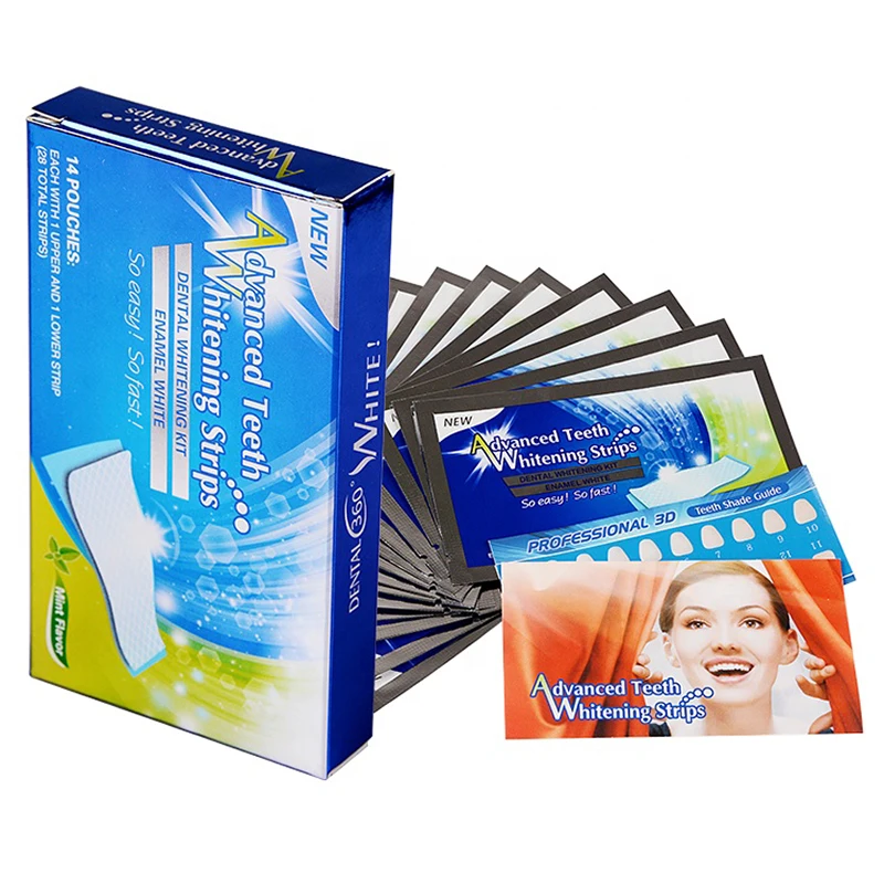 M`J 28Pcs/14Pair 5D Gel Teeth Whitening Strips Dental Oral Hygiene Care Double Elastic Tooth Whiten Strips Teeth Bleaching Tools