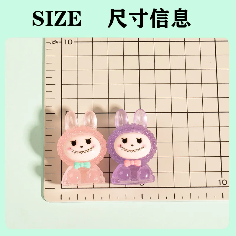 2pcs miniso sanrio large labubu resin flatback cabochons for diy jewelry making cartoon handmade crafts materials