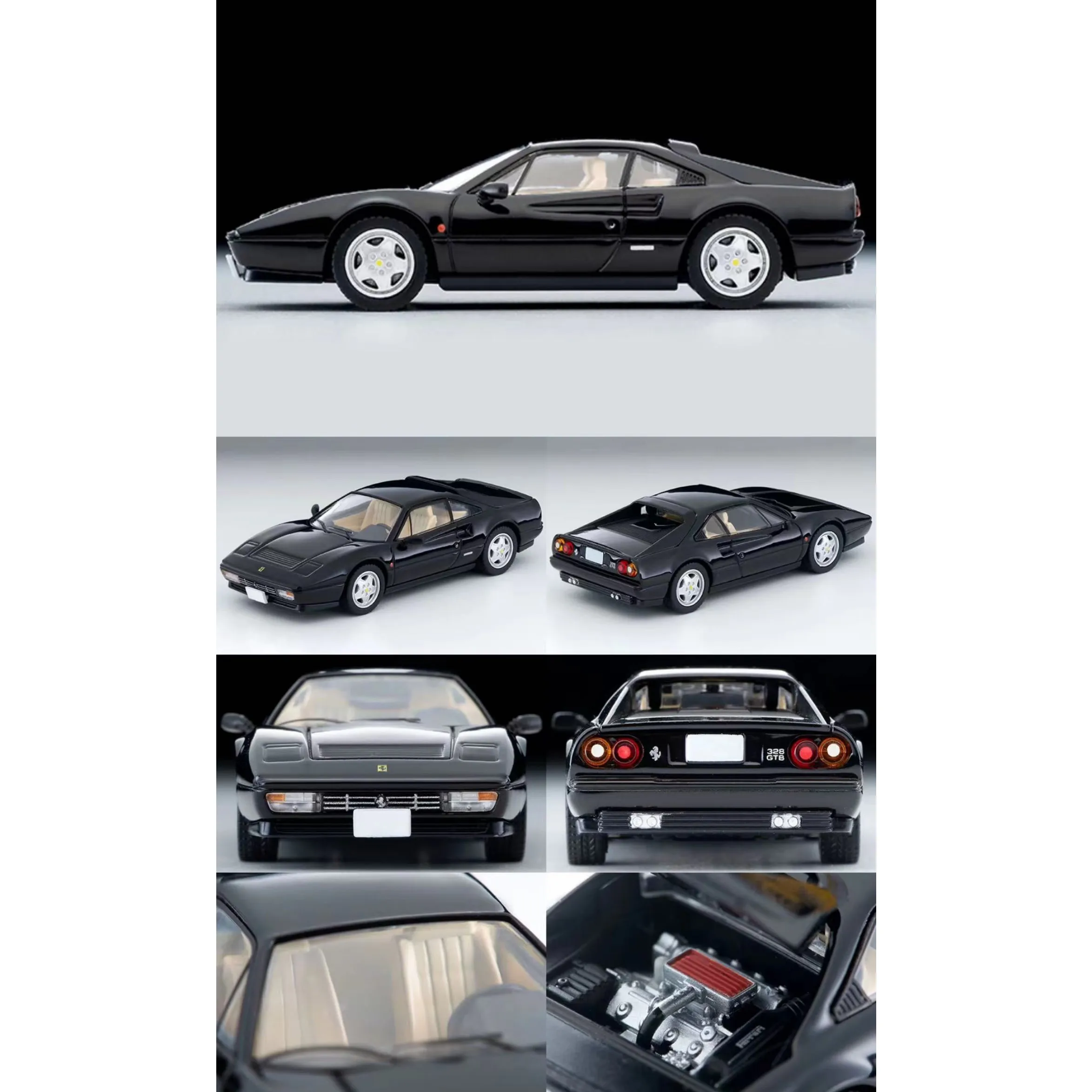 TAKARA TOMY TOMICA TLV LV-Ferrari Ferrari 328 GTB Black alloy compression shaft miniature model, adult decoration, birthday gift