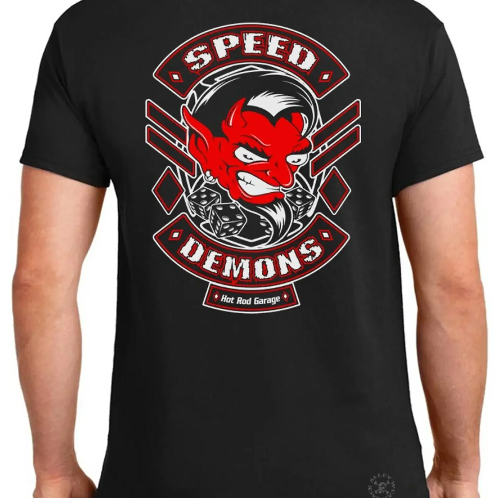 SPEED DEMONS CHOP SHOP T-SHIRT Hot Rod Garage Red Devil Racing Biker Vintage Gewaschen Bequem Leicht Unisex Stilvoll