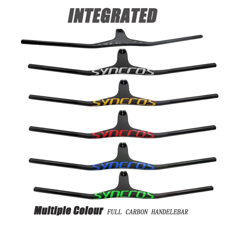 AliExpress NONE Carbon Handlebar Mountain Bike Integrated Handlebars With Stem -17 Degrees Carbon Fiber Bar MTB Bike Handle Bar Matte Black