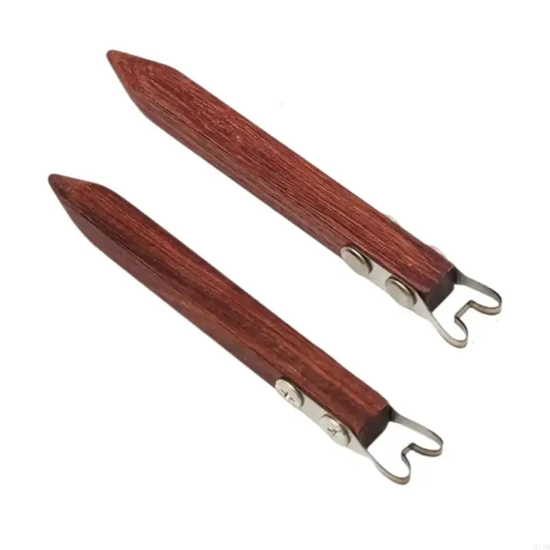 Wooden Handle Pottery Trimming Tool with Open Working Ends 2-Piece Set for Shaping Pottery Feet and Finishing Cup, Bowl, 37JD