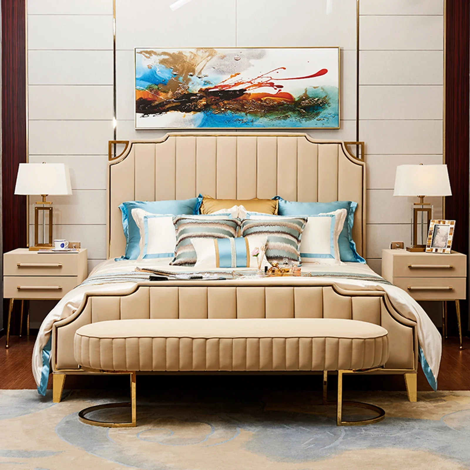High Quality Leather Bedroom Bench Ottoman Storage Bedroom Benches