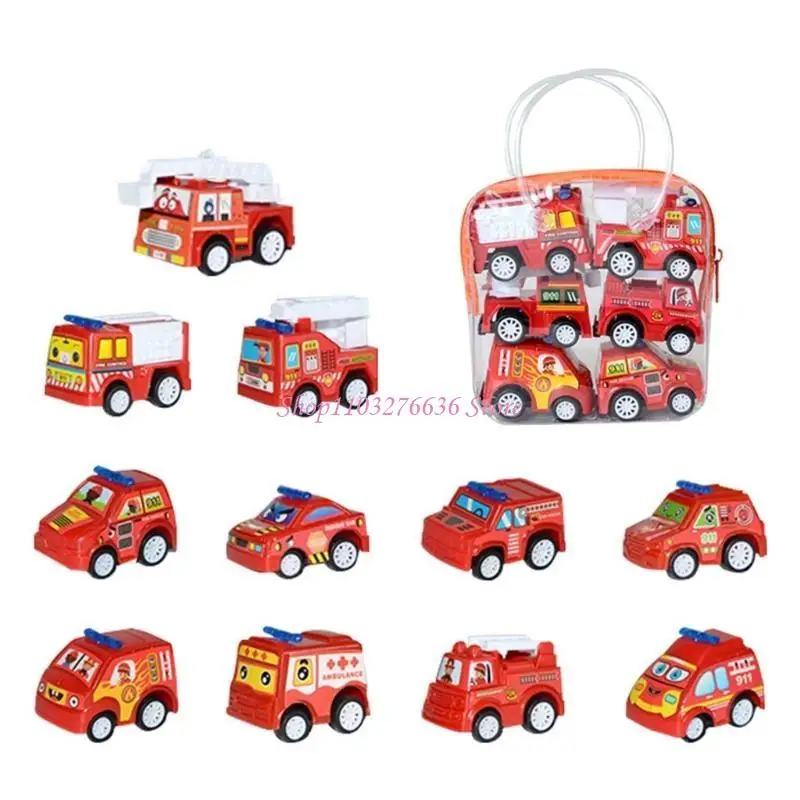 Pacote r6fd 6 pequenos veículos jogo carro brinquedos inércia para criança estilos aleatórios puxando o brinquedo
