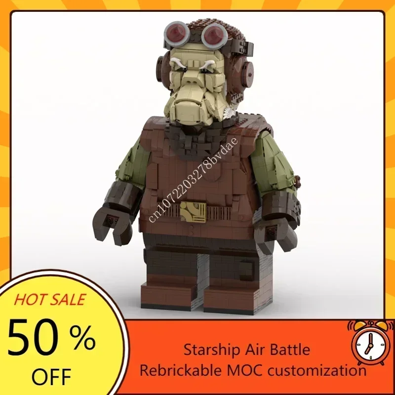 MOC Space Battle Helmet Series Kuiil Megafigure Model Technology DIY Creative Custom Puzzle Assembly Toys Adult Gifts
