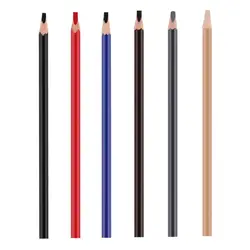 Cosmetics 6 Colors Wooden Eyebrow Pencil Black Brown Red Blue Eye Brow Tint Long-lasting Not Smudged Microblading Marker Pen PMU