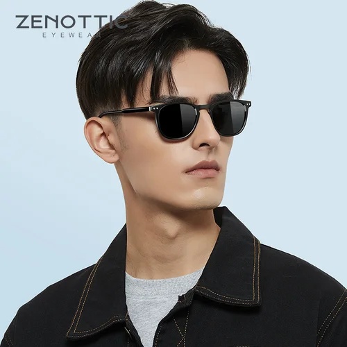 Imagen 2 del producto ZENOTTIC Paquete de 2 gafas de sol polarizadas para mujeres y hombres, gafas de sol de conducción con montura redonda y cuadrada vintage, protección UV