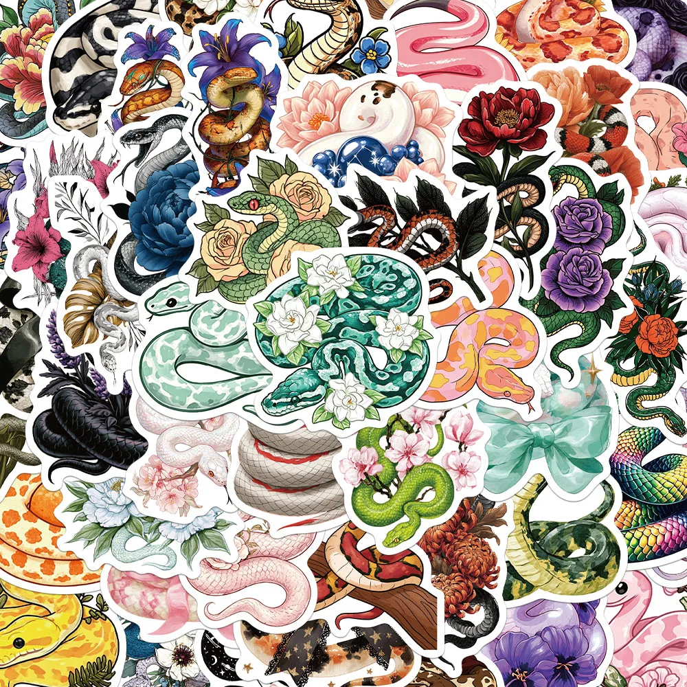 50PCS Creative Snake Exquisite Cartoon Stickers Exquisite DIY Phone Case Notebook Personalized Decorative Stickers