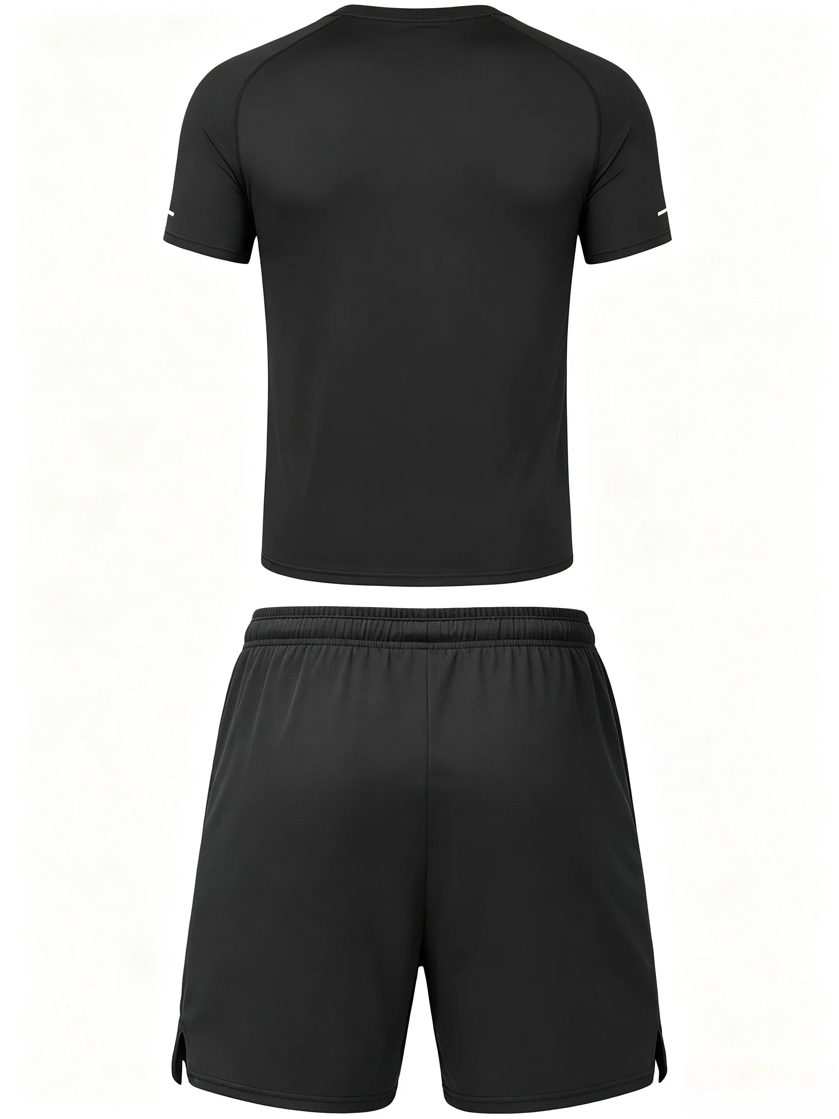 Men's Summer Fashion Breathable Quick-drying Crewneck T-shirt Drawstring Zipper Pocket Shorts Set Outdoor Sportswear