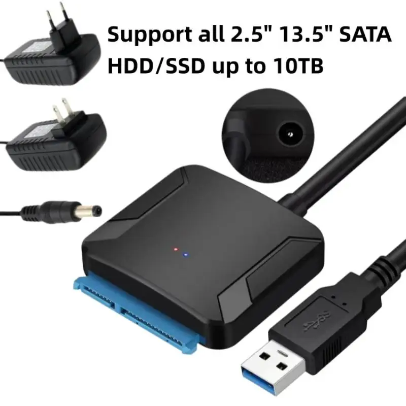 1 Set 3.5/2.5 Inch SSD HDD Hard Drive Disk Converter SATA To USB 3.0 Adapter Cable Support UASP 12V US EU
