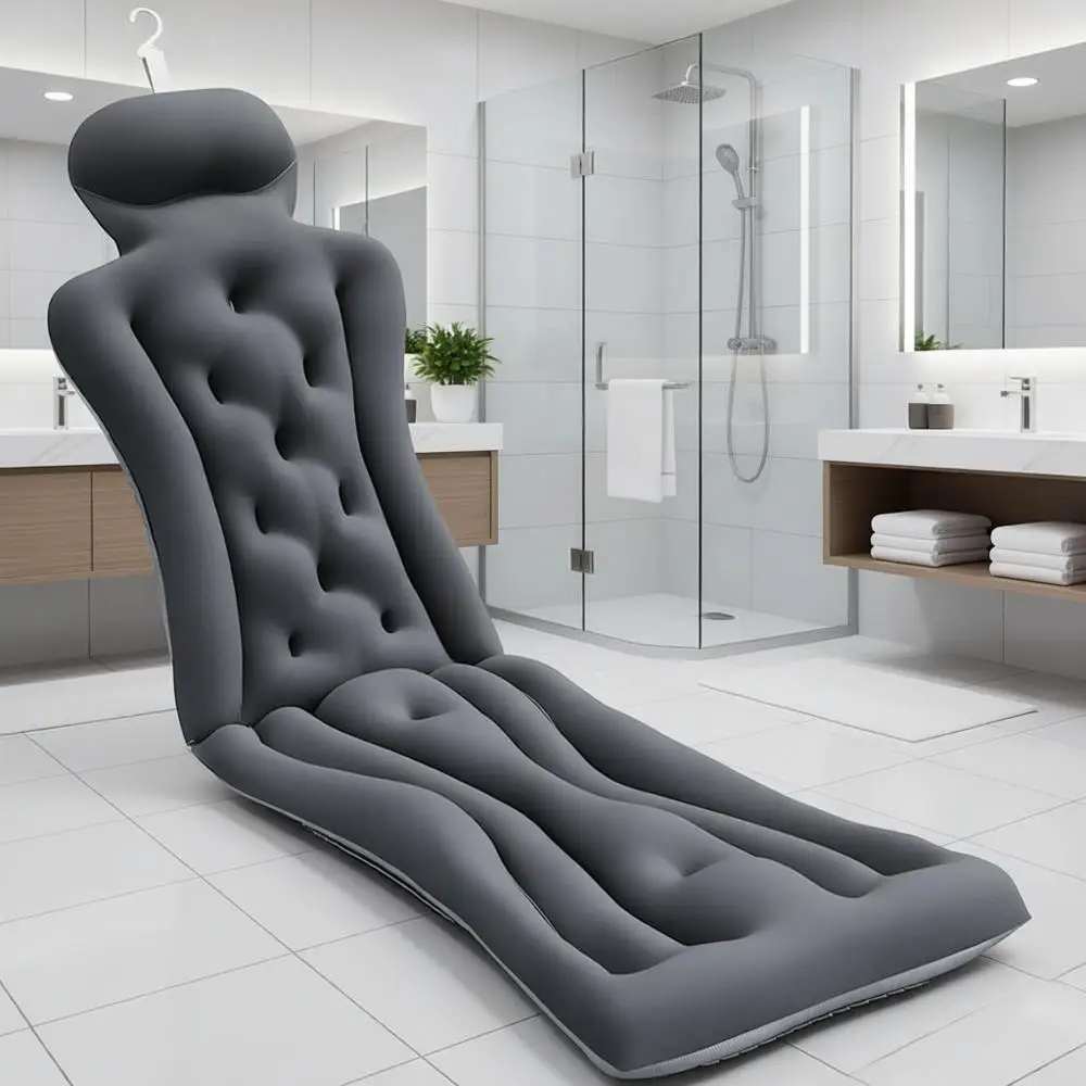 

Luxury Ergonomic Bathtub Pillow with Shoulder and Back Support, 6D Design and 192 Suction Cups for All Bathtub Sizes